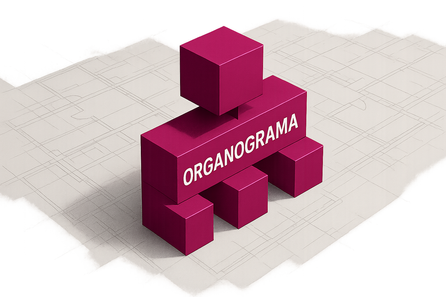 Organograma corporativo com setas de crescimento travadas em um teto estrutural, representando o limite da escala B2B baseada em headcount