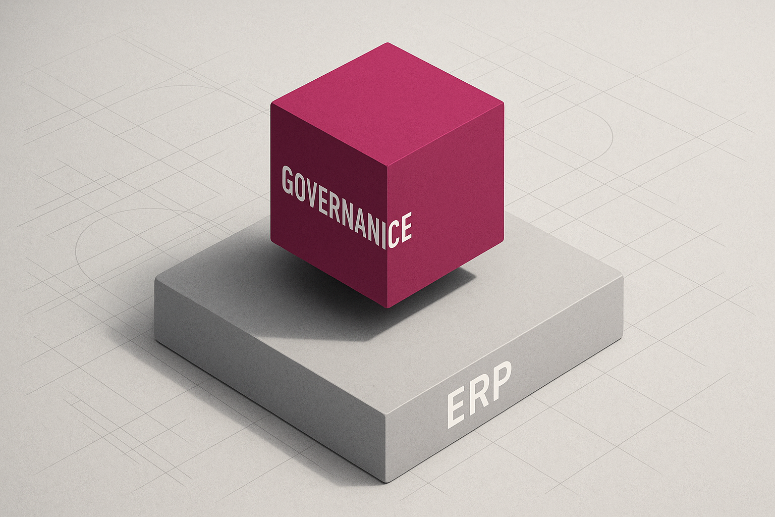 Diagrama esquemático mostrando uma camada de orquestração posicionada entre o fluxo comercial e o ERP, com setas indicando governança de preço, crédito e aprovação antes do faturamento