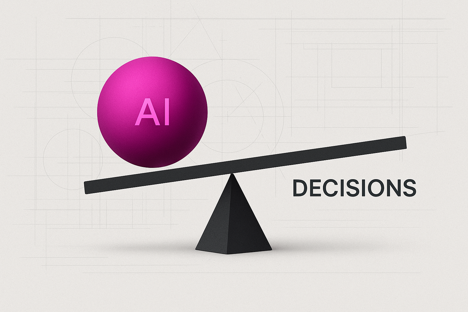 Diagrama esquemático mostrando um agente de IA ramificando decisões a partir de regras bem definidas versus regras vagas, com seta indicando escala de erro no segundo caso